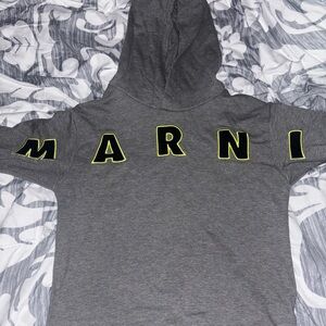 Marni Kids Charcoal Hoodie with Yellow Accents